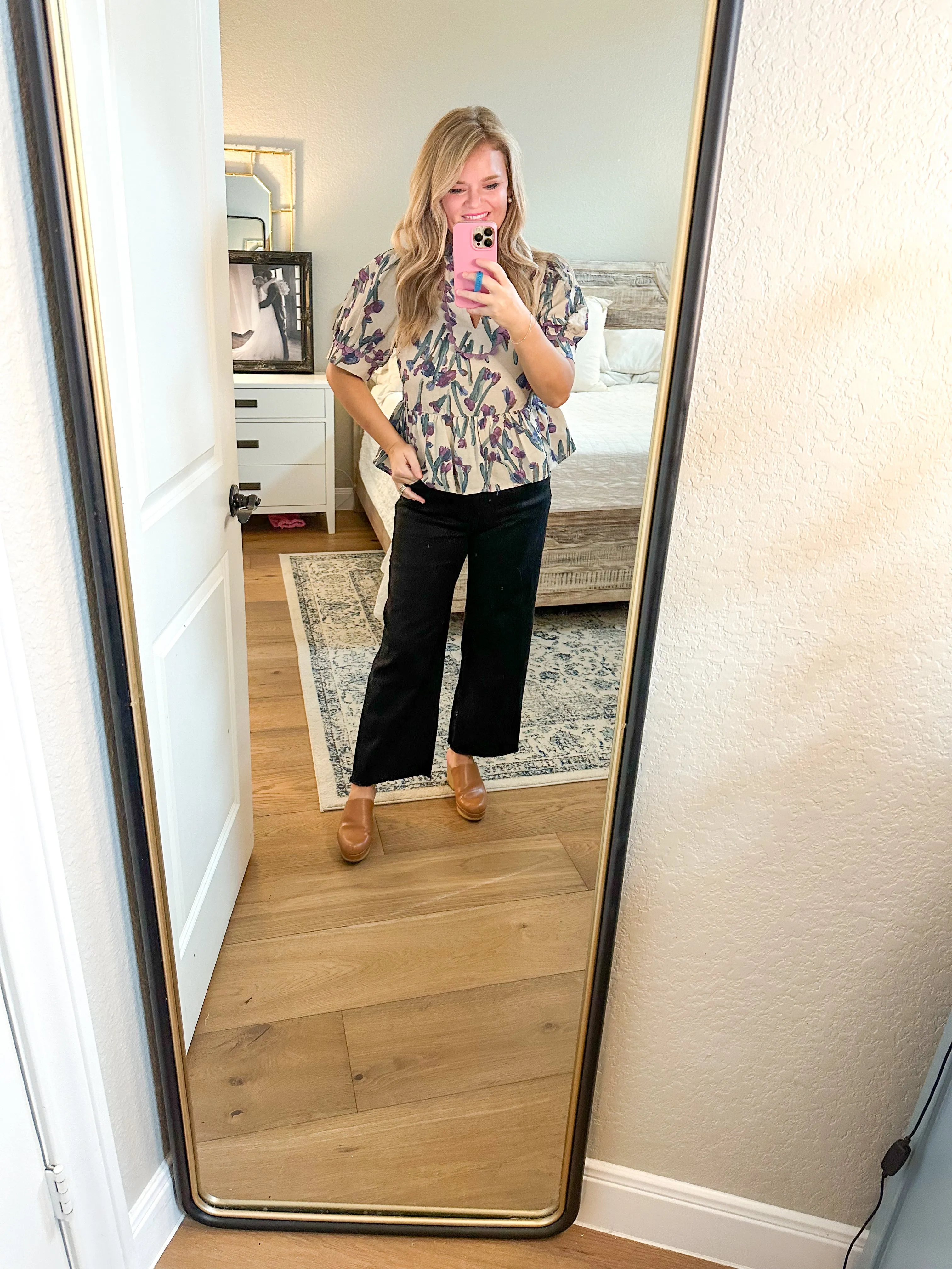 Purple Floral Scallop Top