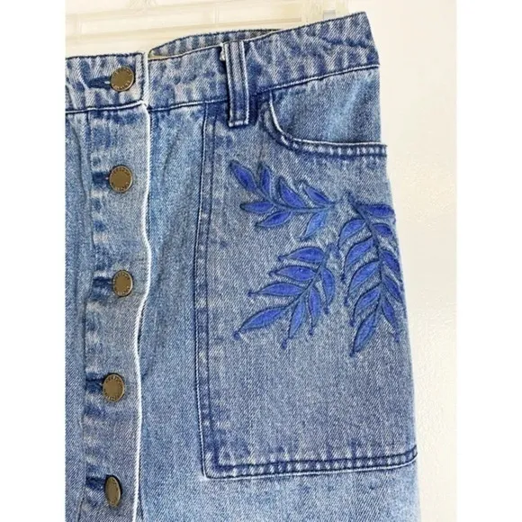 Rebecca Minkoff • Denim Embroidered Rufus Skirt