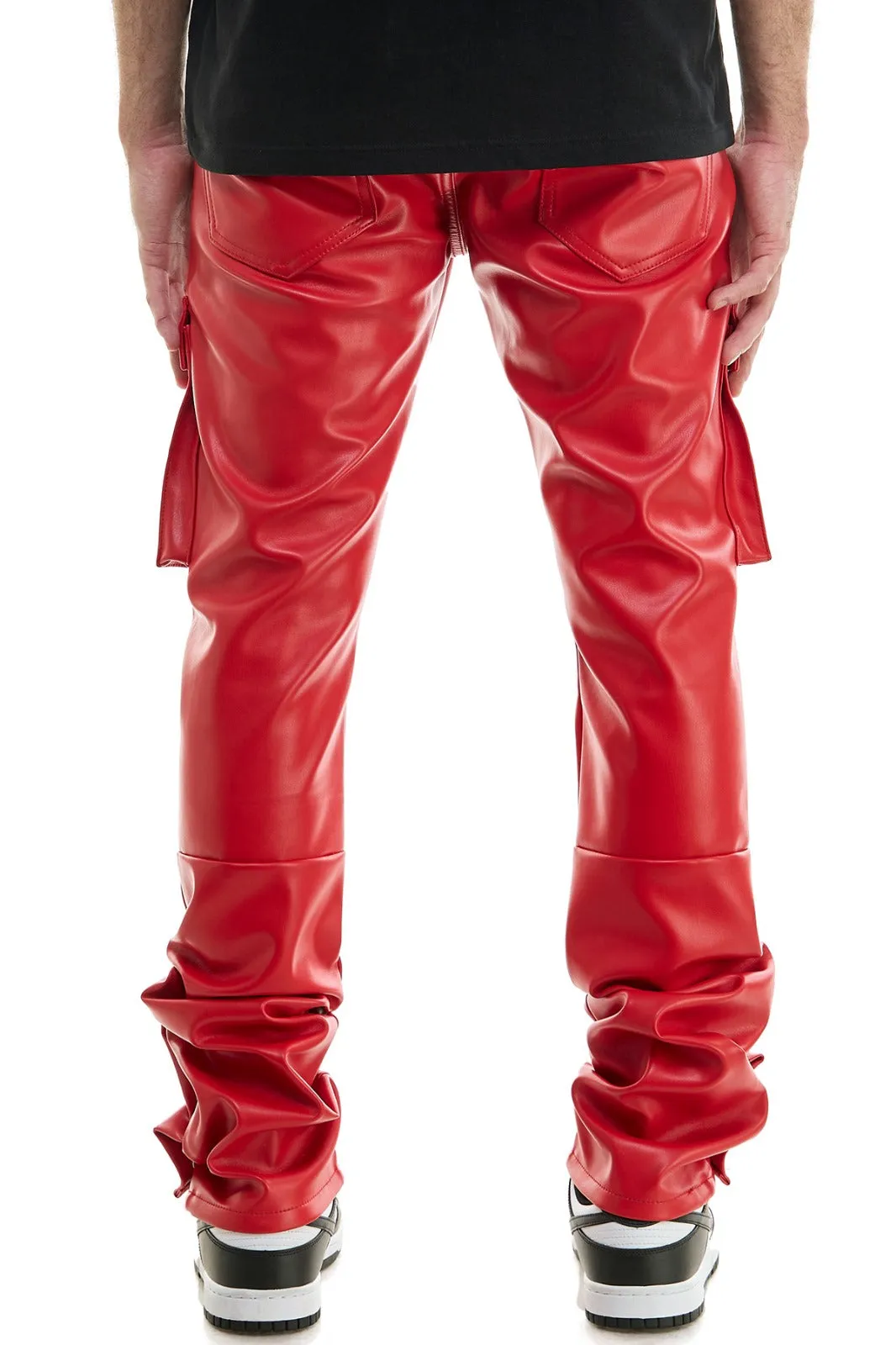 Red Snap Cargo PU Pant - Stacked Skinny Fit