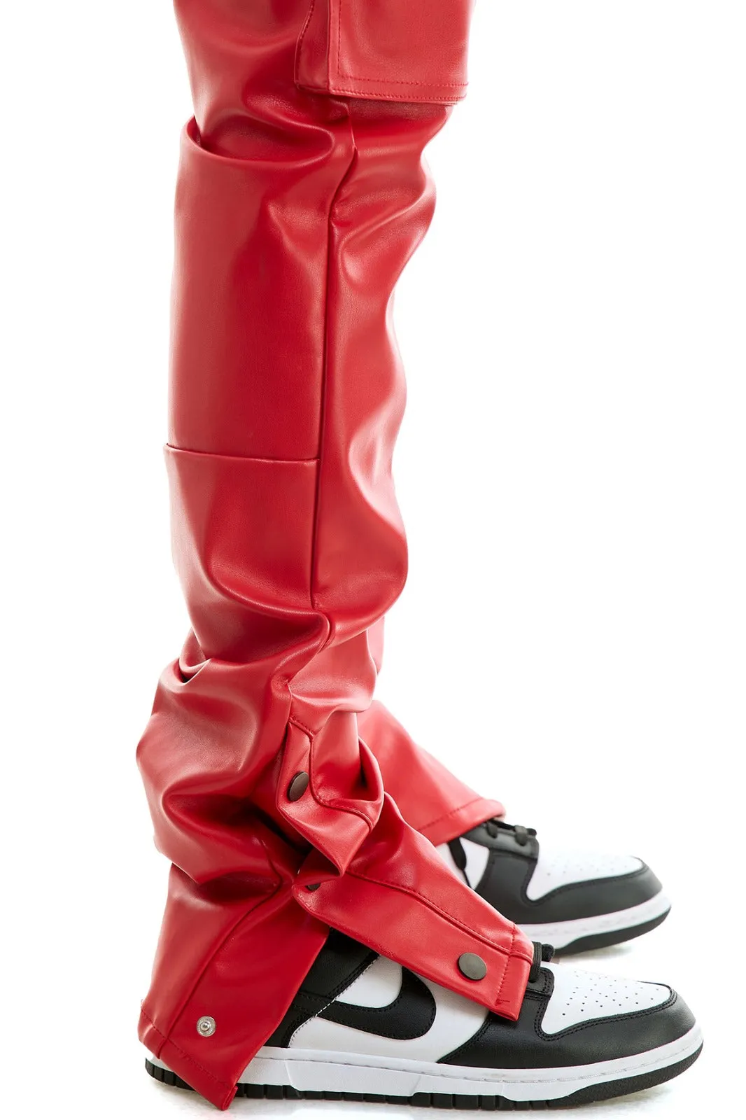 Red Snap Cargo PU Pant - Stacked Skinny Fit