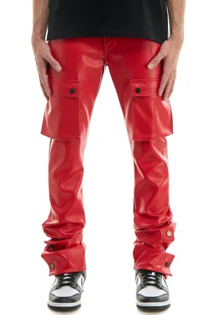 Red Snap Cargo PU Pant - Stacked Skinny Fit