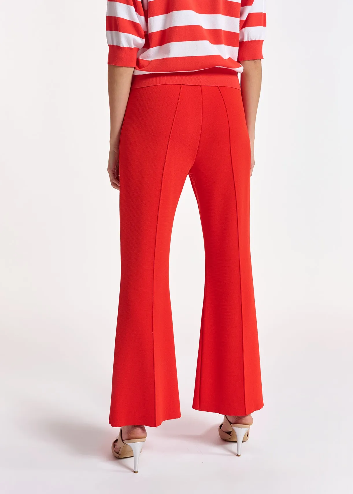 Red structured knit pants