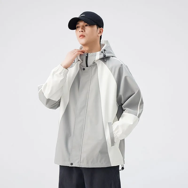 Relaxed-fit Color-blocked Raincoat for Outdoor Adventures