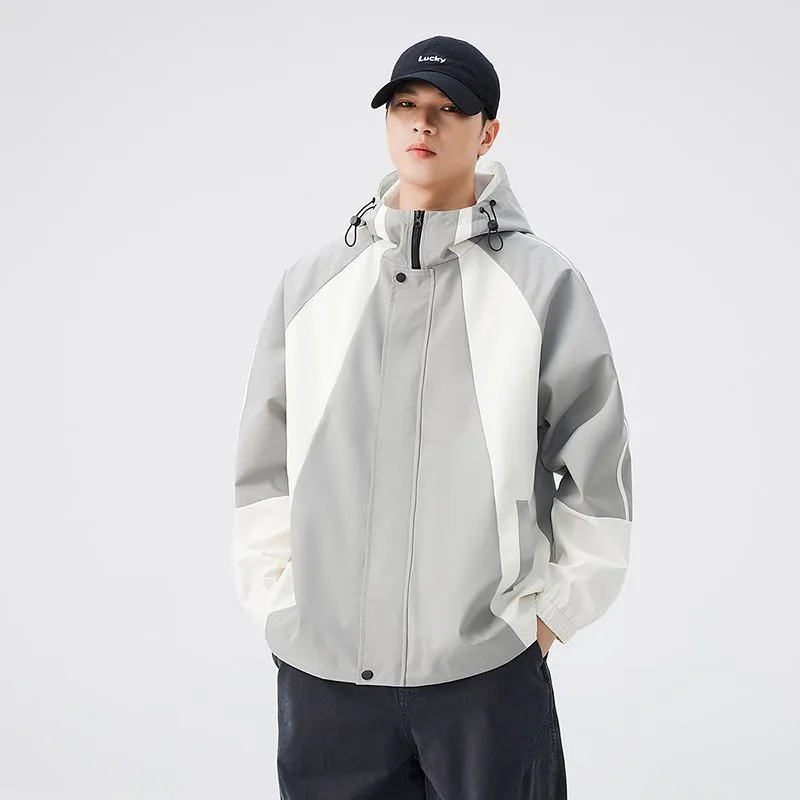 Relaxed-fit Color-blocked Raincoat for Outdoor Adventures