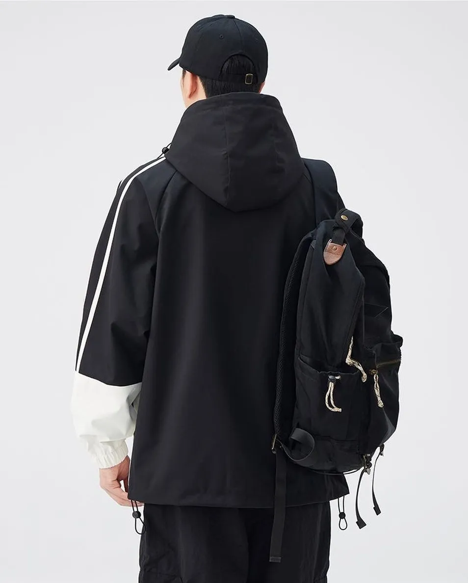 Relaxed-fit Color-blocked Raincoat for Outdoor Adventures