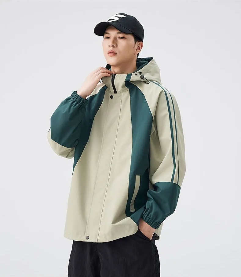 Relaxed-fit Color-blocked Raincoat for Outdoor Adventures