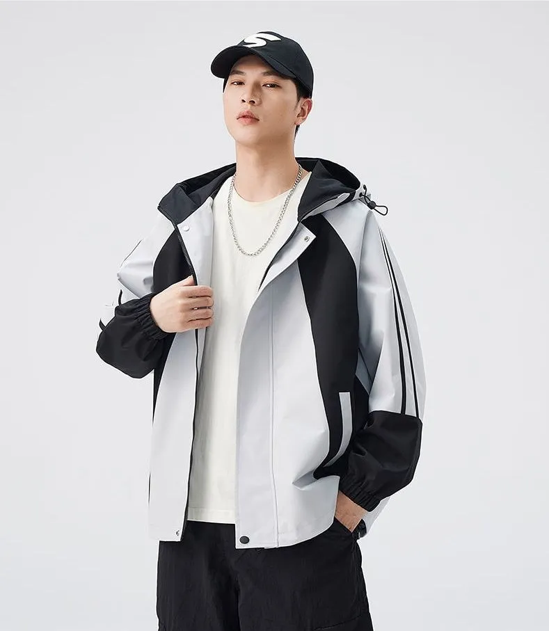 Relaxed-fit Color-blocked Raincoat for Outdoor Adventures