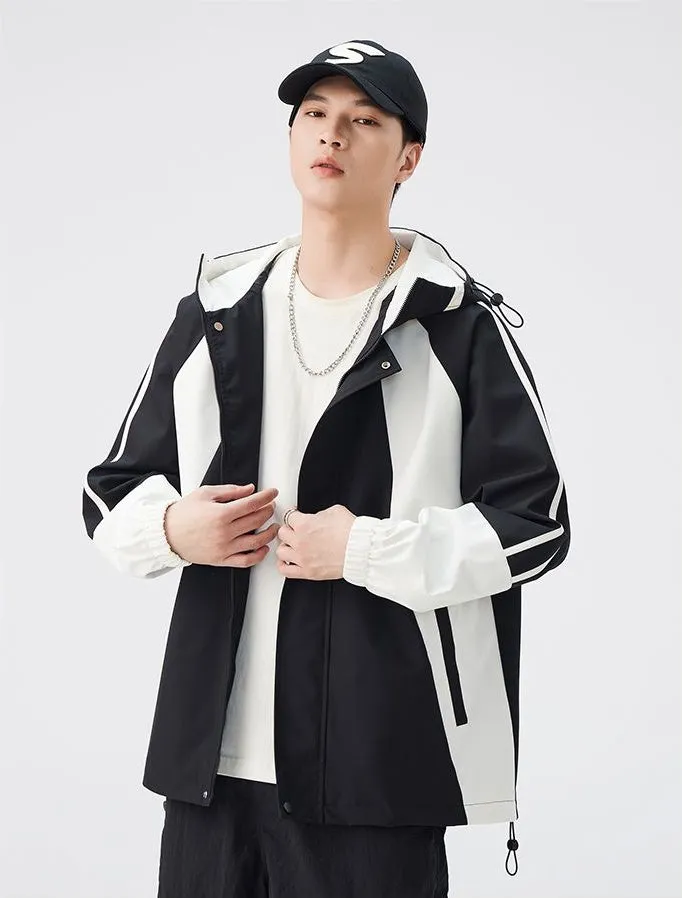 Relaxed-fit Color-blocked Raincoat for Outdoor Adventures