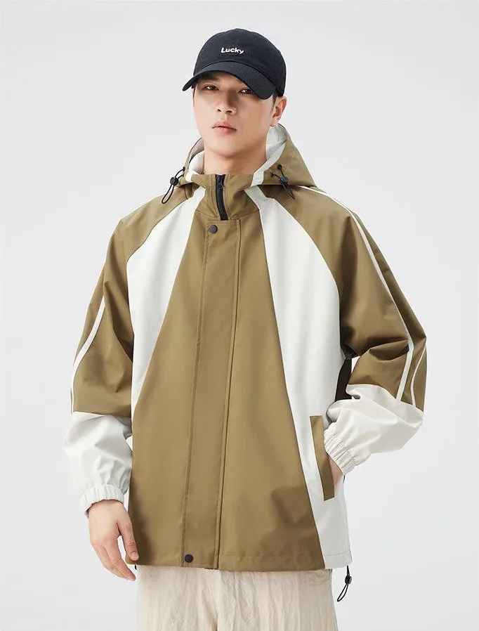 Relaxed-fit Color-blocked Raincoat for Outdoor Adventures