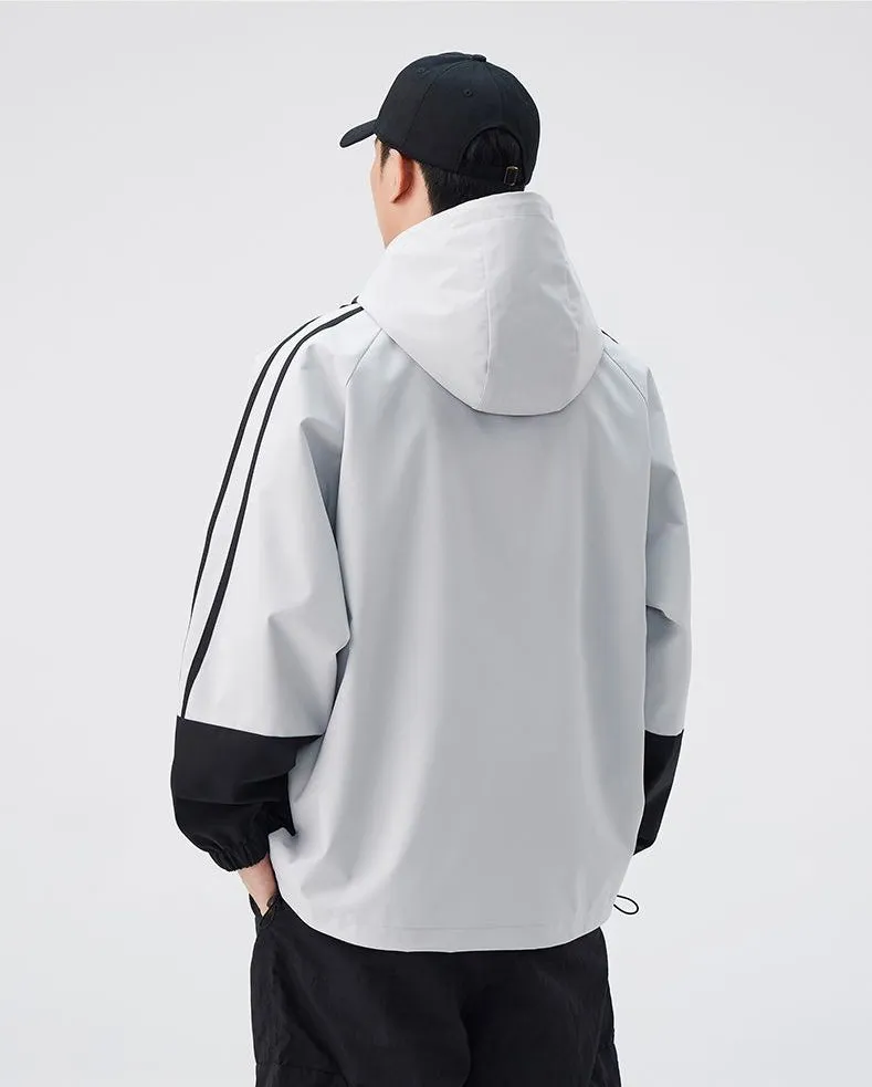Relaxed-fit Color-blocked Raincoat for Outdoor Adventures