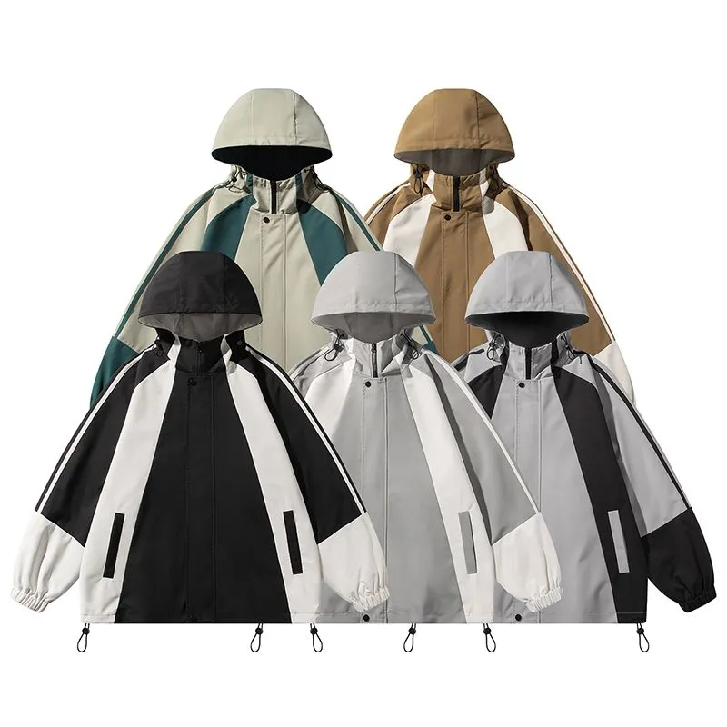 Relaxed-fit Color-blocked Raincoat for Outdoor Adventures