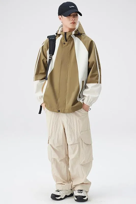 Relaxed-fit Color-blocked Raincoat for Outdoor Adventures