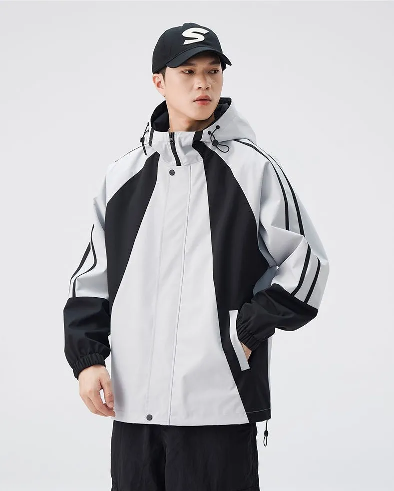 Relaxed-fit Color-blocked Raincoat for Outdoor Adventures