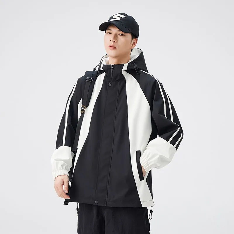 Relaxed-fit Color-blocked Raincoat for Outdoor Adventures