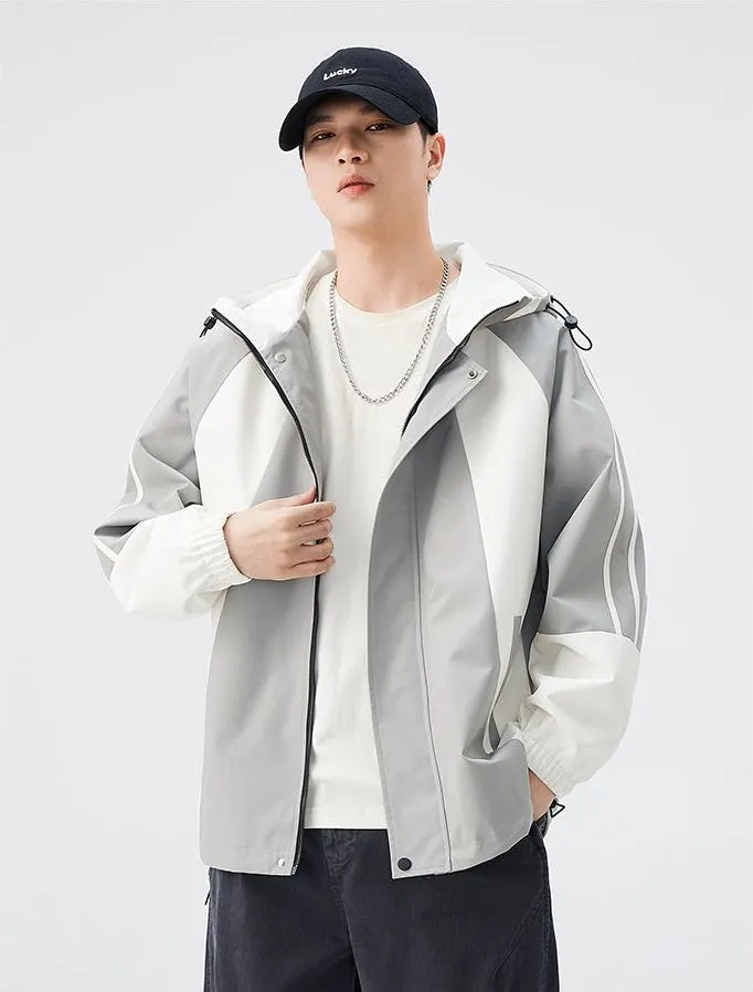 Relaxed-fit Color-blocked Raincoat for Outdoor Adventures