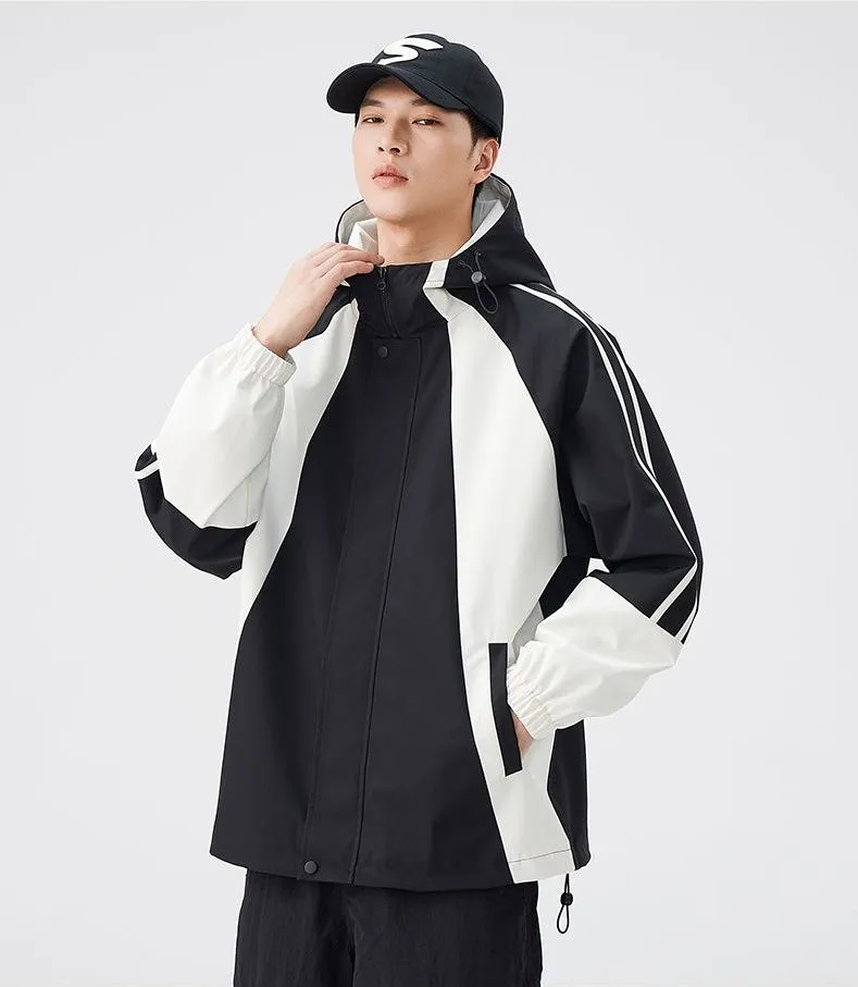 Relaxed-fit Color-blocked Raincoat for Outdoor Adventures