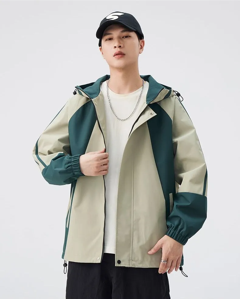 Relaxed-fit Color-blocked Raincoat for Outdoor Adventures