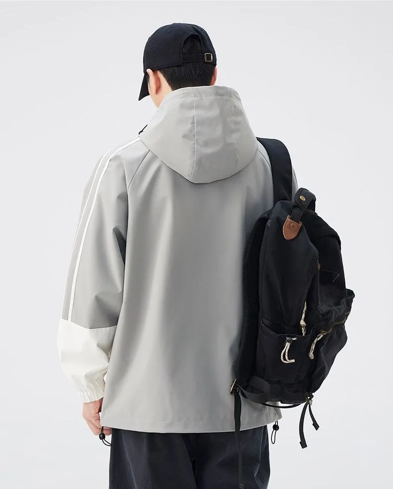 Relaxed-fit Color-blocked Raincoat for Outdoor Adventures