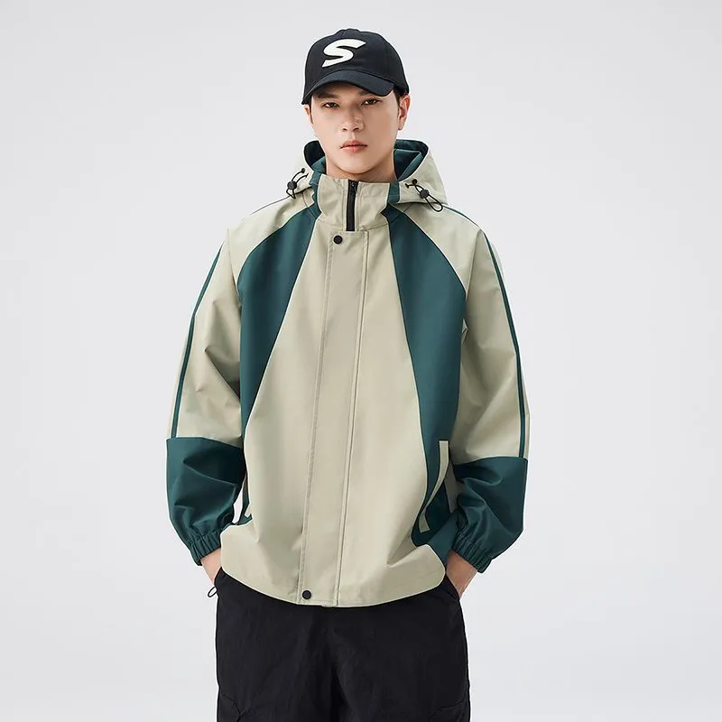 Relaxed-fit Color-blocked Raincoat for Outdoor Adventures