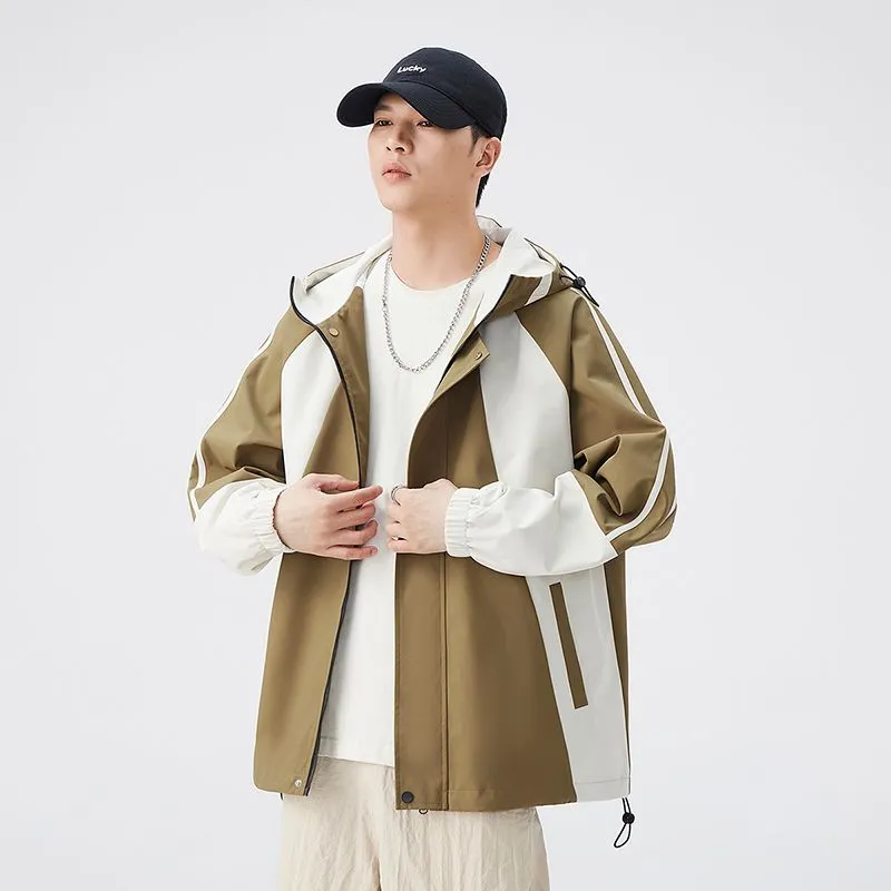 Relaxed-fit Color-blocked Raincoat for Outdoor Adventures