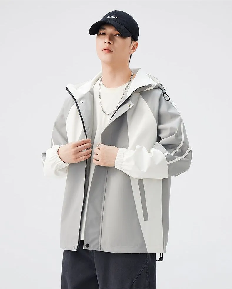 Relaxed-fit Color-blocked Raincoat for Outdoor Adventures