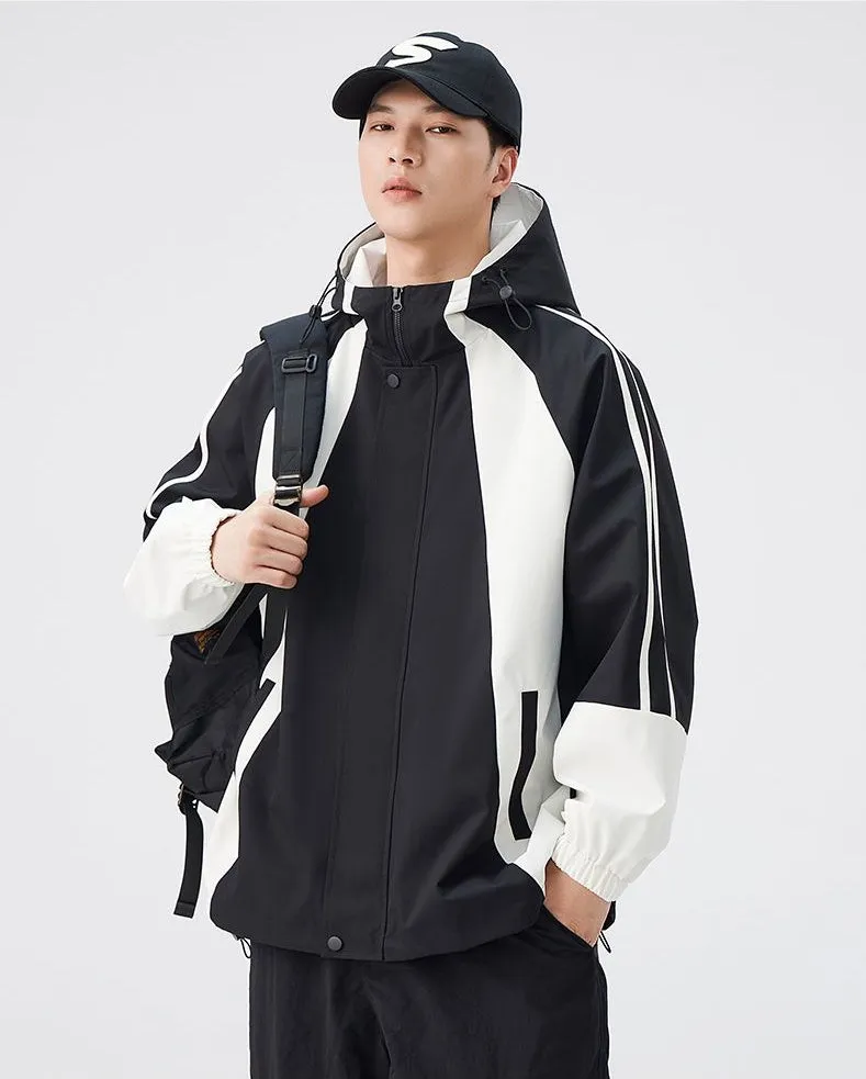 Relaxed-fit Color-blocked Raincoat for Outdoor Adventures