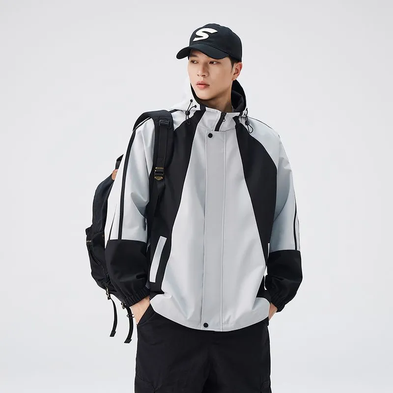 Relaxed-fit Color-blocked Raincoat for Outdoor Adventures
