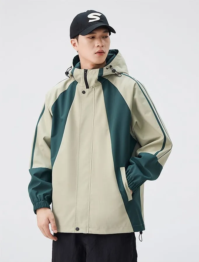 Relaxed-fit Color-blocked Raincoat for Outdoor Adventures