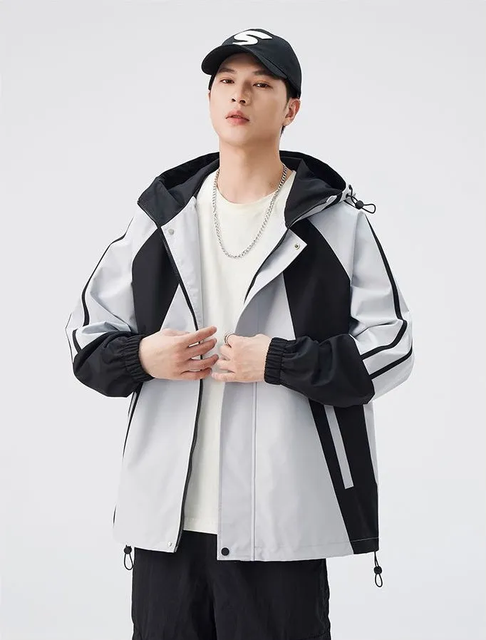Relaxed-fit Color-blocked Raincoat for Outdoor Adventures