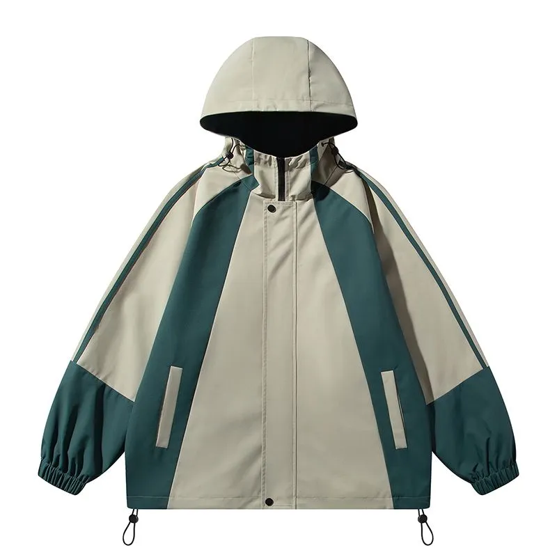 Relaxed-fit Color-blocked Raincoat for Outdoor Adventures