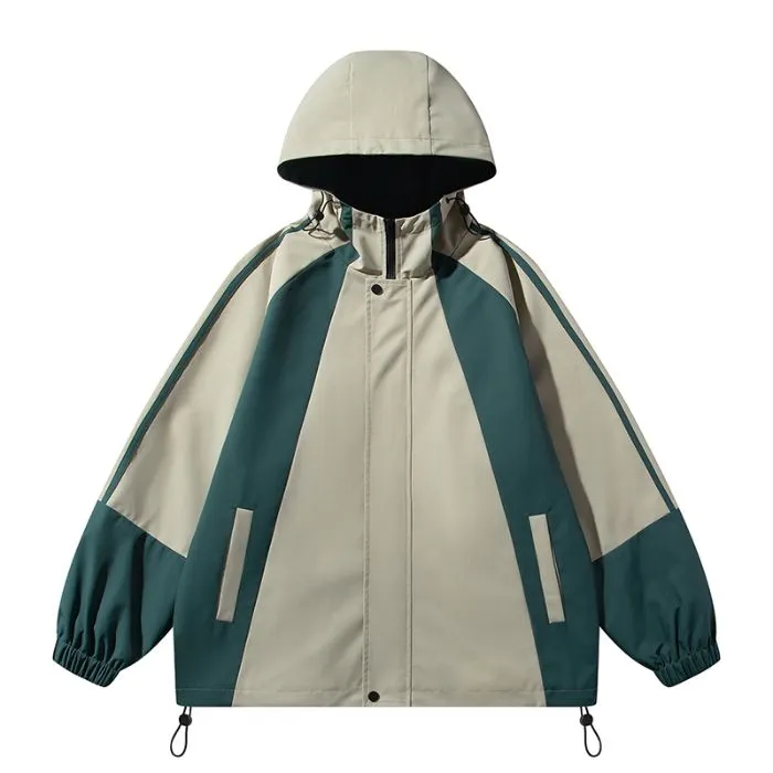 Relaxed-fit Color-blocked Raincoat for Outdoor Adventures