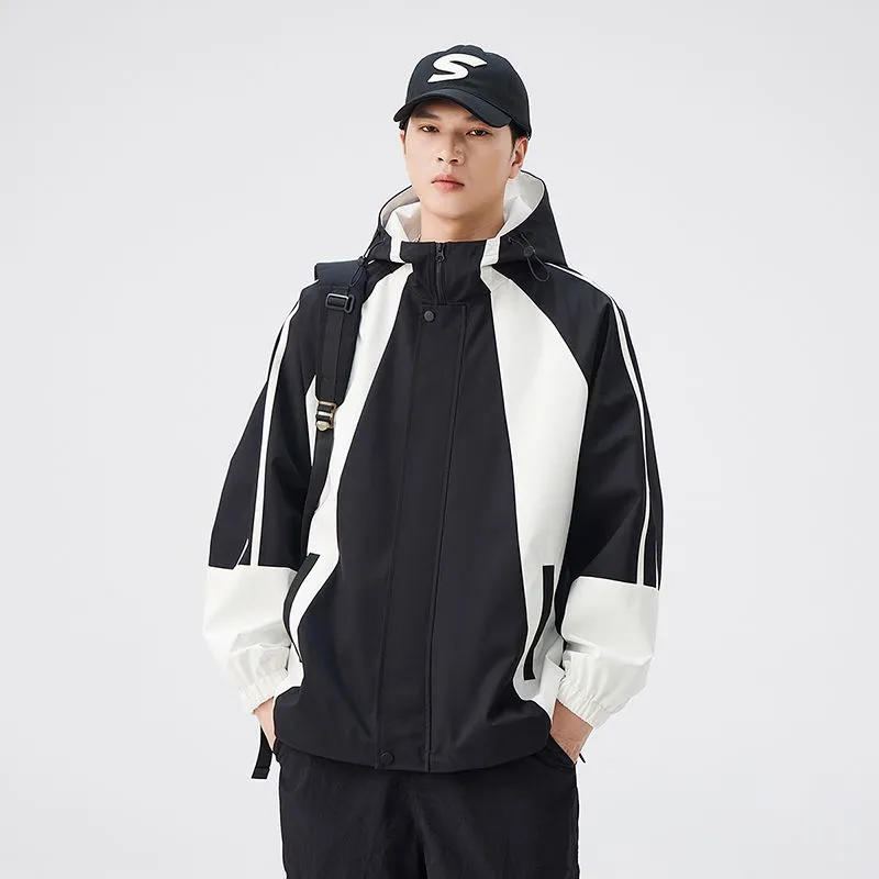 Relaxed-fit Color-blocked Raincoat for Outdoor Adventures
