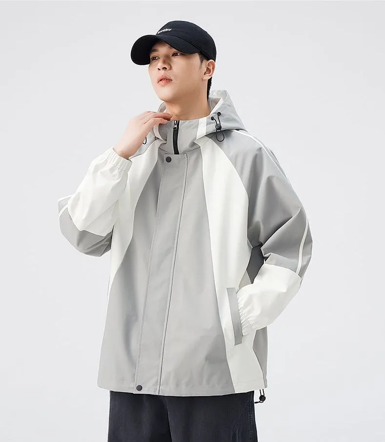 Relaxed-fit Color-blocked Raincoat for Outdoor Adventures
