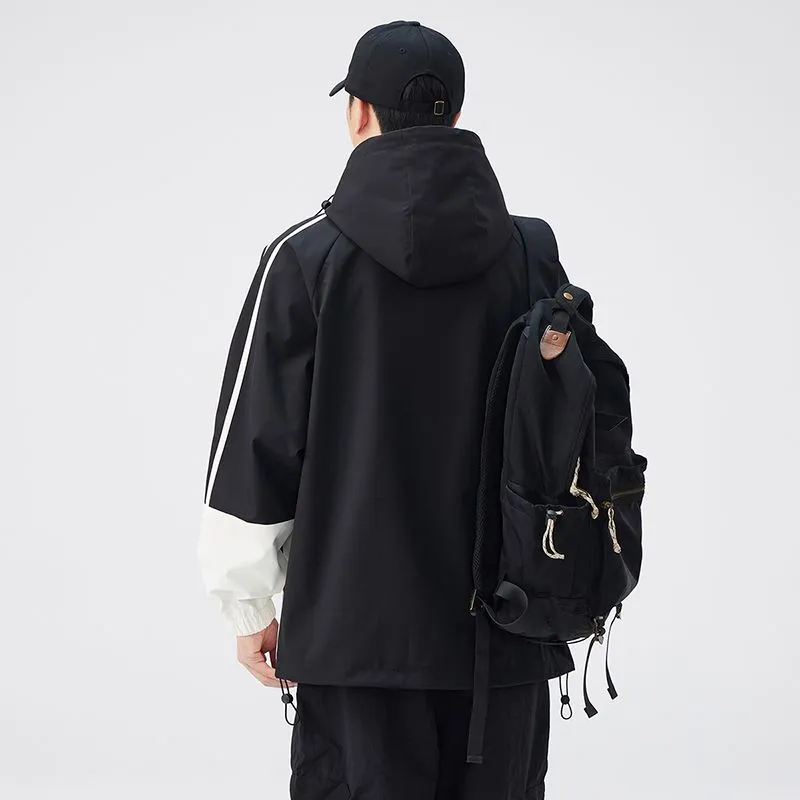 Relaxed-fit Color-blocked Raincoat for Outdoor Adventures