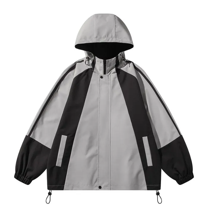 Relaxed-fit Color-blocked Raincoat for Outdoor Adventures