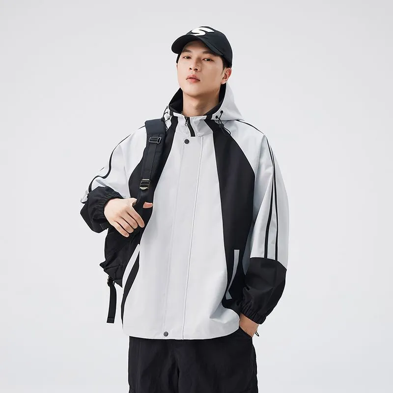 Relaxed-fit Color-blocked Raincoat for Outdoor Adventures