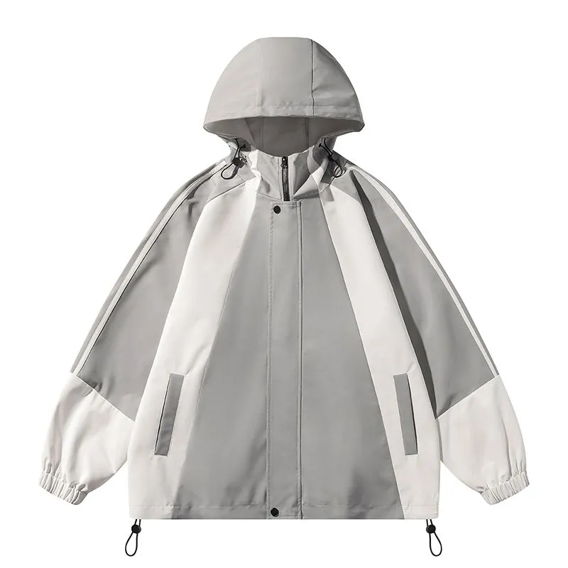 Relaxed-fit Color-blocked Raincoat for Outdoor Adventures