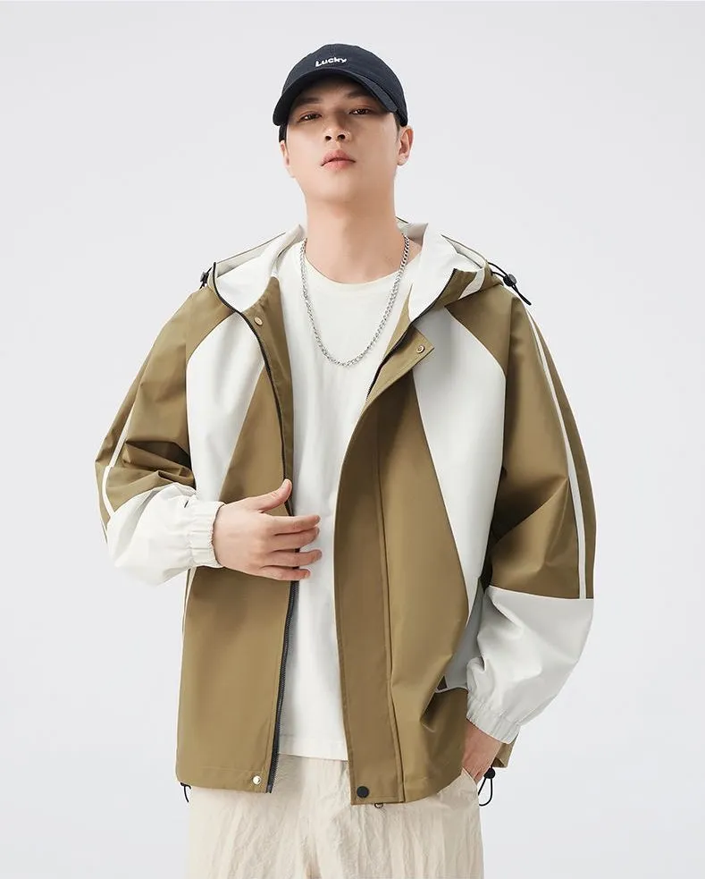 Relaxed-fit Color-blocked Raincoat for Outdoor Adventures