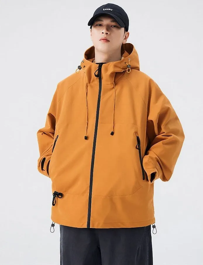 Relaxed-Fit Men's Rain Coat with Easy-to-Clean Fabric and Cargo Pocket