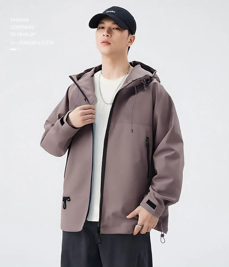 Relaxed-Fit Men's Rain Coat with Easy-to-Clean Fabric and Cargo Pocket