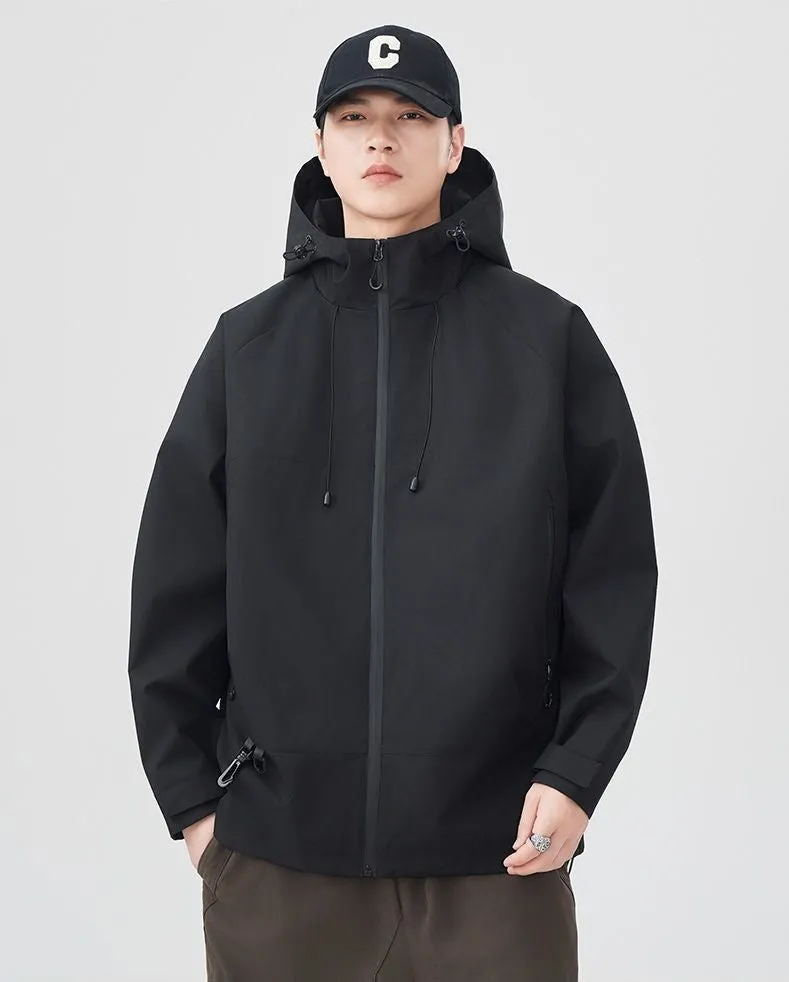Relaxed-Fit Men's Rain Coat with Easy-to-Clean Fabric and Cargo Pocket