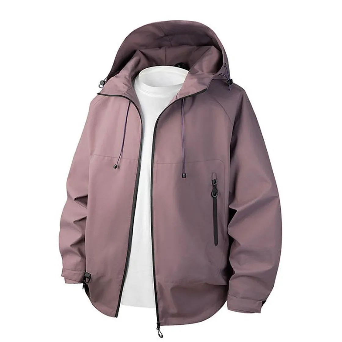 Relaxed-Fit Men's Rain Coat with Easy-to-Clean Fabric and Cargo Pocket
