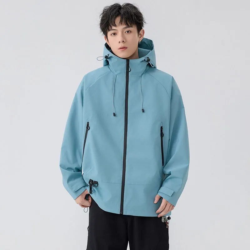 Relaxed-Fit Men's Rain Coat with Easy-to-Clean Fabric and Cargo Pocket