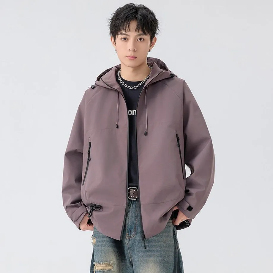 Relaxed-Fit Men's Rain Coat with Easy-to-Clean Fabric and Cargo Pocket