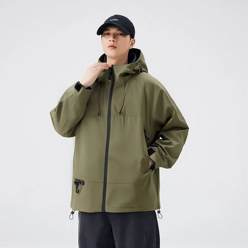 Relaxed-Fit Men's Rain Coat with Easy-to-Clean Fabric and Cargo Pocket