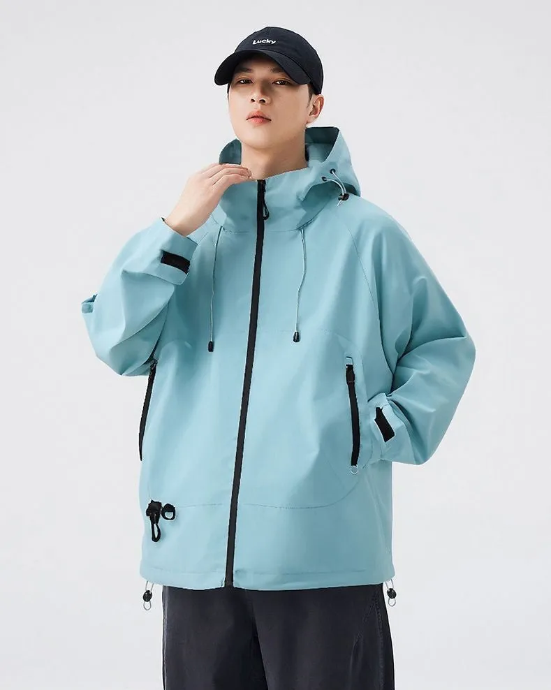Relaxed-Fit Men's Rain Coat with Easy-to-Clean Fabric and Cargo Pocket