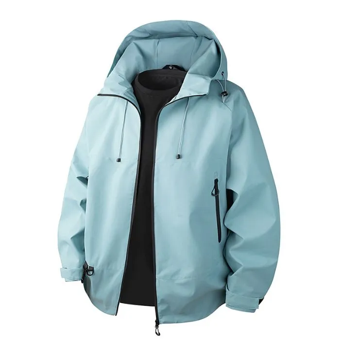 Relaxed-Fit Men's Rain Coat with Easy-to-Clean Fabric and Cargo Pocket