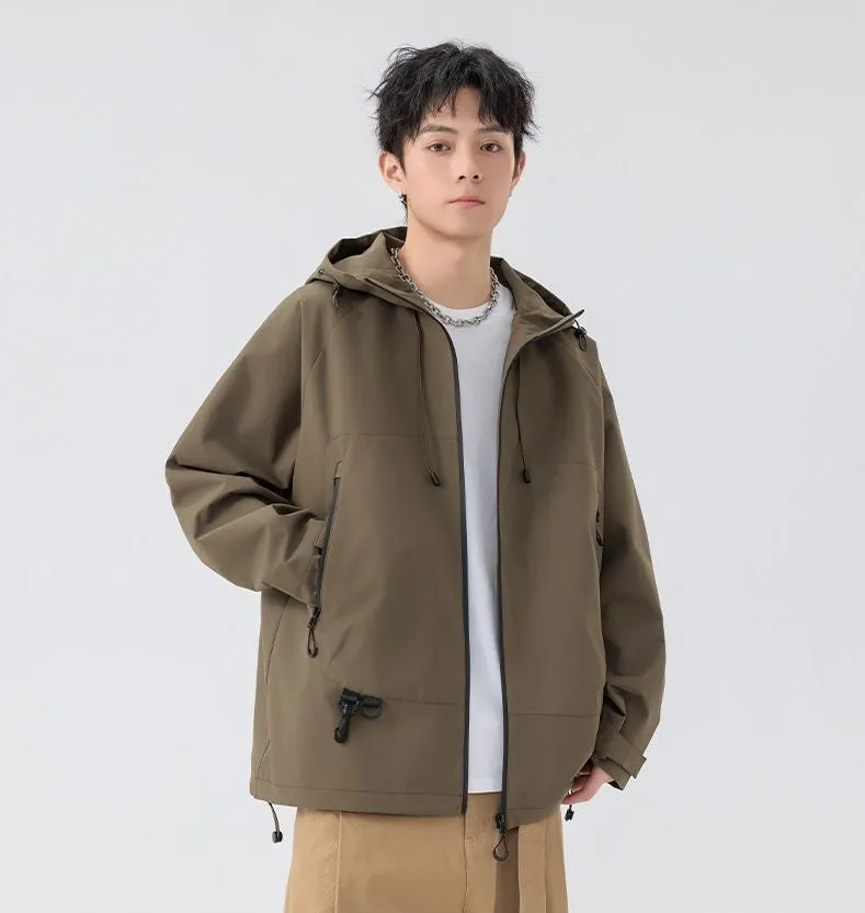 Relaxed-Fit Men's Rain Coat with Easy-to-Clean Fabric and Cargo Pocket