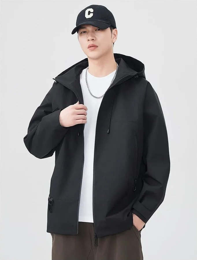 Relaxed-Fit Men's Rain Coat with Easy-to-Clean Fabric and Cargo Pocket