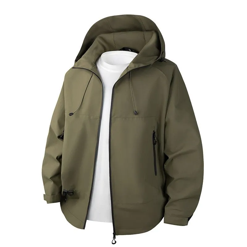 Relaxed-Fit Men's Rain Coat with Easy-to-Clean Fabric and Cargo Pocket